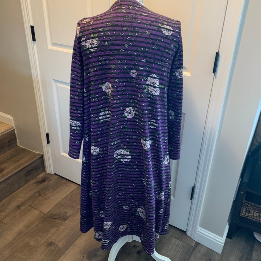 LuLaRoe Ladies Sarah Floral Long Cardigan Duster Sweater Size S - Picture 3 of 6